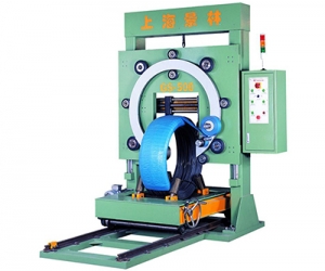 Hose coil wrapping machine