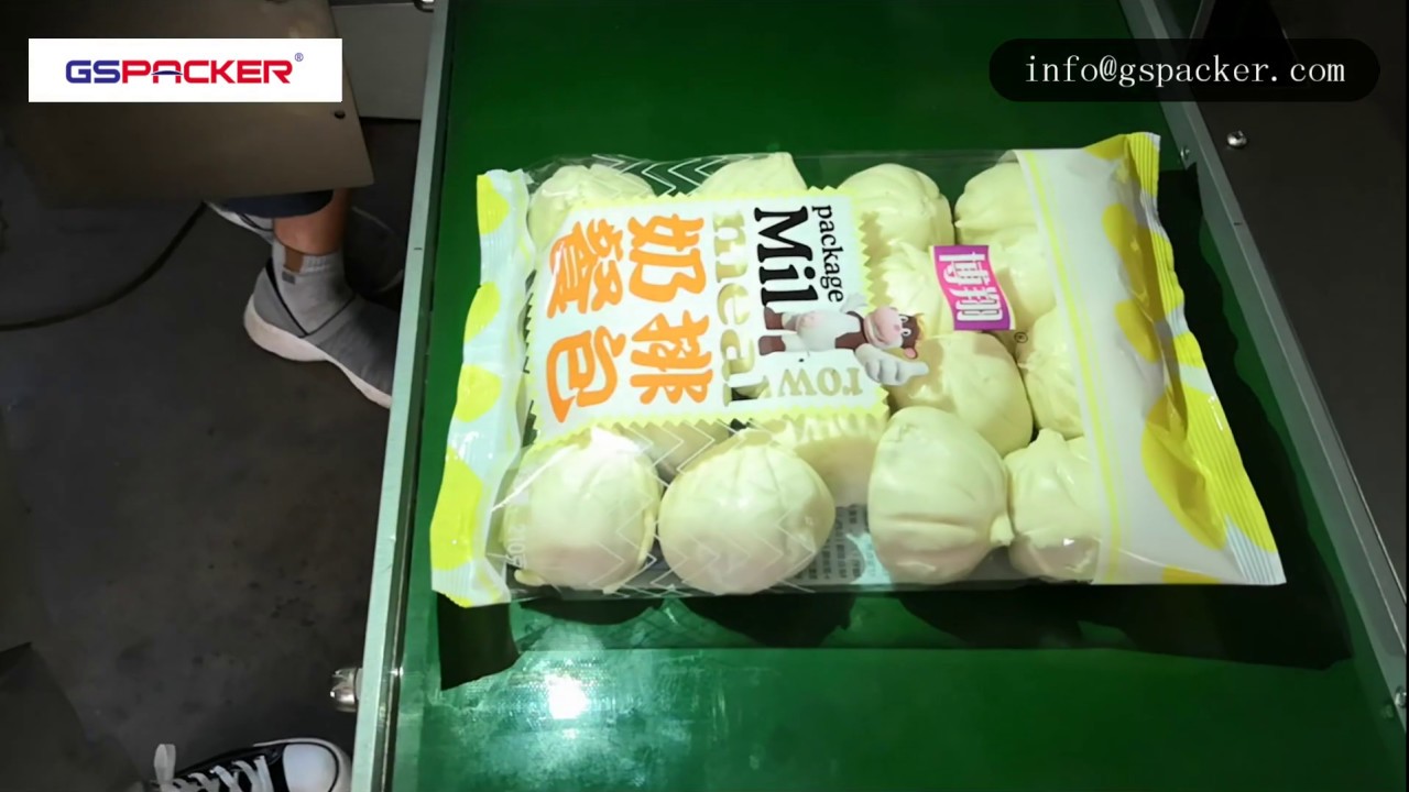 Horizontal Flow Wrapping Machine For Bun Burger Bread With Three Servo