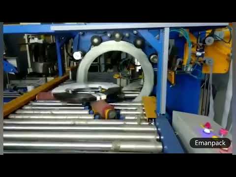 Inline automatic coil wrapping machine for steel strips and bearings