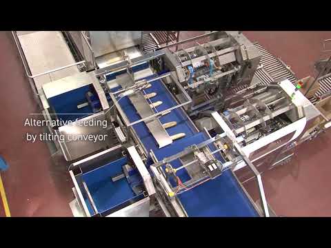 Multi-product packaging line - quality control, counting and filling of baguettes