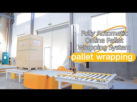 Fully automatic inline pallet wrapping machine ,Pallet wrapper,pre-stretch film wrapping machine