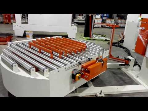 fully automatic in line pallet wrapping machine with lifting device