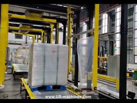 Cargo pallet tretch film automatic packaging machine pallet packing line