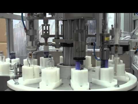 Fully Automatic Perfume Filling + Crimping line La3 by Coven Egidio Machines