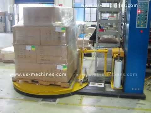 Automatic case carton pallet PE film wrapping sealing packing machine testing video