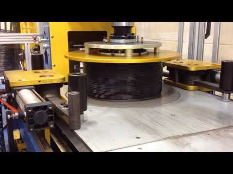 Automatic steel wire rewinding and strapping machine