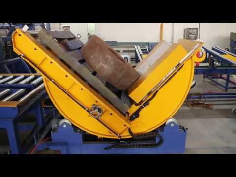 automatic reel tilter and coil upender with conveyors