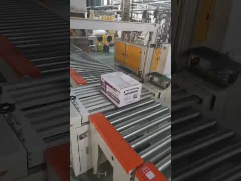 Fully automatic PP strapping machine+robotic palletizer,PP strapper +robot palletizing machine