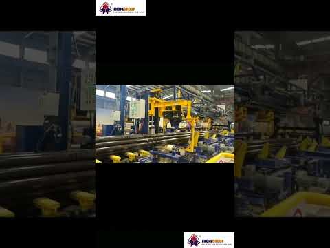 Automatic nodular cast iron pipe bundle stacking and strapping line