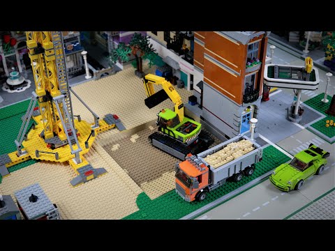 Lego City Construction Crew Construction site ( tower crane 7905, excavator, concrete mixer, truck)