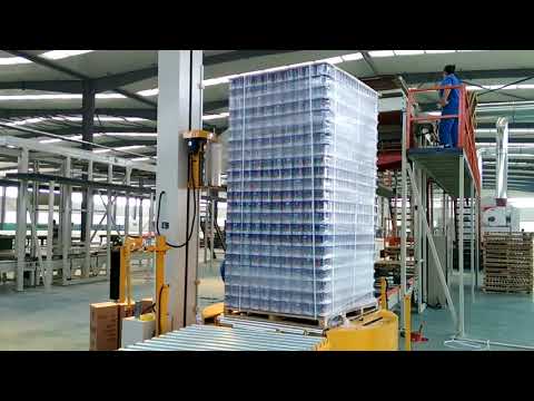 Fully auto pallet wrapping with packing line