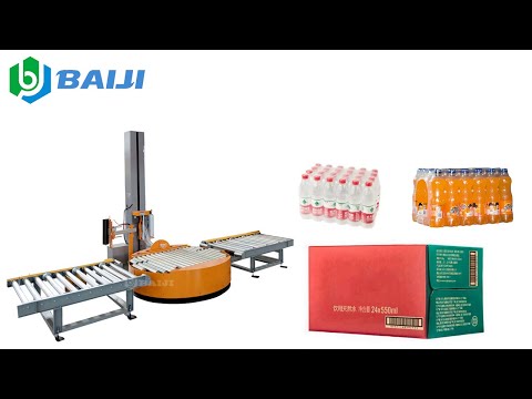 Online Turntable Pallet Wrapping Machine With Conveyor