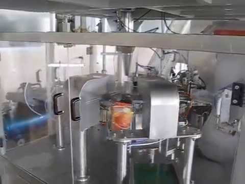 rotary spout bag filling sealing equipment, premade bag packaging machine