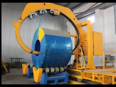 Big coil packing machine shows how to packing the mother steel coil