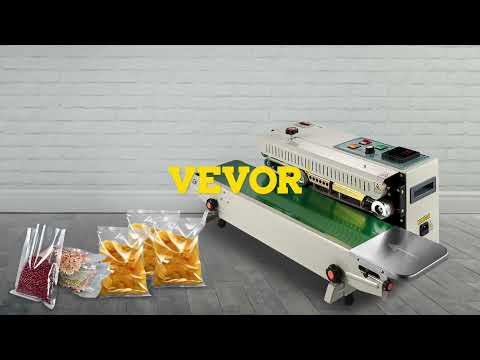 VEVOR Continuous Bag Band Sealing Machine - 0-16 m/min Speed &amp; Automatic Control