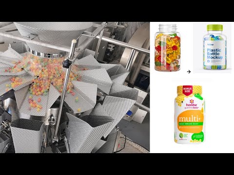 Gummy Vitamins in Bottles Automatic weighing and filling Bottles Packaging Line