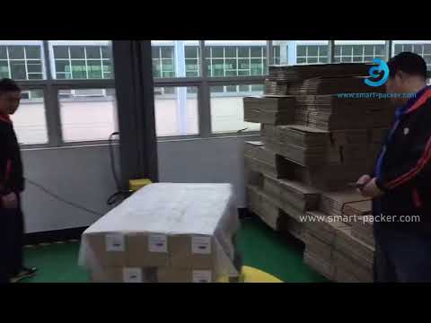 carton pallet automatic film wrapping sealing shipping pallet packing machine