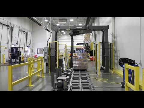 MA “Beer Wrapper” with LoPro Conveyor Running Single Pallets - Automatic Stretch Wrapper