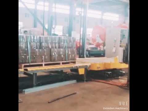 Vertical pallet strapper packaging line