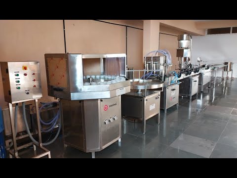 Automatic Syrup Liquid Filling, Capping, Labelling Machine, Pharmaceutical Packing Line