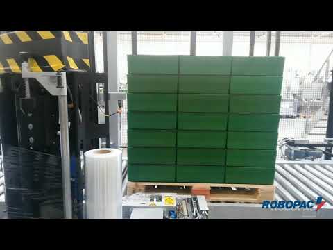 Vertical Corner Board Applicator VCA for Automatic Stretch Wrappers by Robopac USA 720p