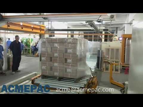 Automated Pallet Packaging Line, incl. Pallet Strapper, Pallet Wrapper &amp; Lifter