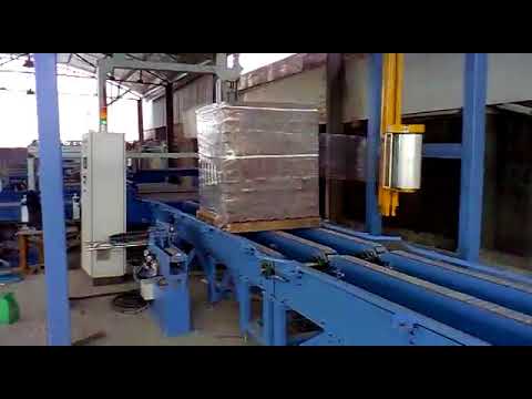 rotary arm pallet wrapping machine on line