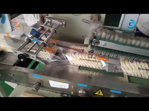 Automatic bread horizontal film wrapping sealing packing machine HFFS video