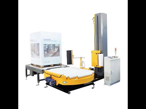 In-line Automatic Pallet Stretch Wrapping Machine with Roller Conveyor video youtube