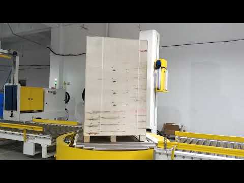 Automatic pallet film wrapping machine and strapping machine line for pallet ,online Pallet wrapper,