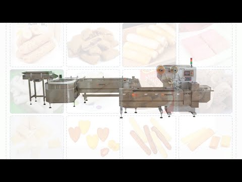 Extruded corn /rice sticks bars packaging machine | puffed food sorting counter wrapper machine