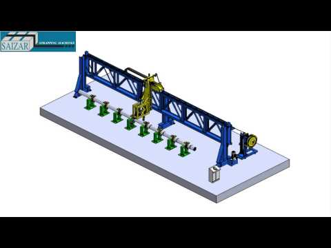 Automatic strapping machine with lateral displacement for the transverse strapping of bars