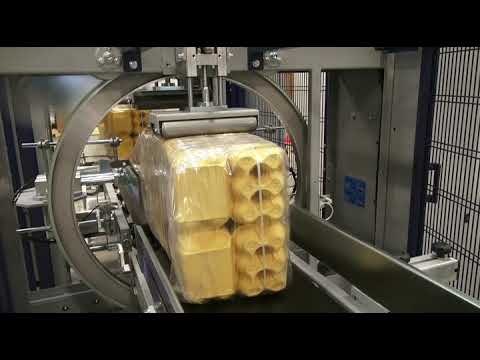 Orbit 6 horizontal stretch wrapper with Pluripac wrapping egg cartons Robopac USA