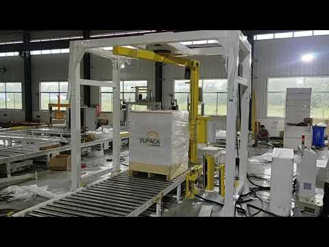 Fully automatic arm pallet wrapping machine with conveyors