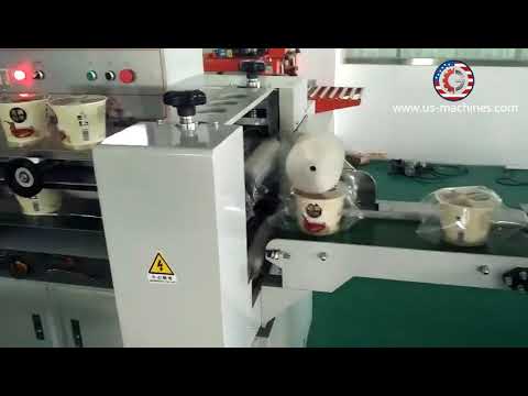 Instant noodle bowl pod horizontal type automatic film wrapping sealing packing machine running vide