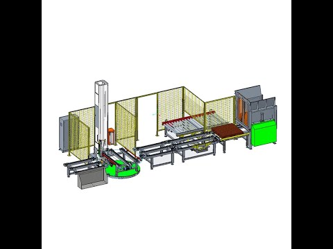 Packaging System of Pallet Dispenser and Pallet Stretch Wrapping Machine video youtube