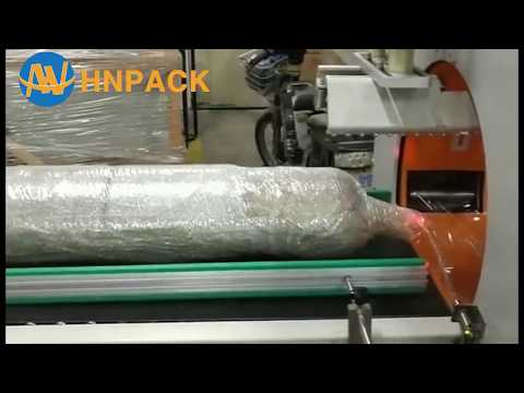 Hennopack Door, wooden, iron bar six face orbital wrappingsystem with Bubble pack wrapping machine b