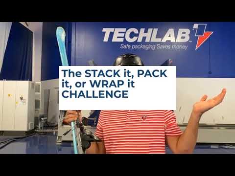 Robopac USA Stack it Pack it Wrap it Challenge - Can a horizontal stretch wrapper wrap skis