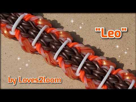 &quot;Leo&quot; Rainbow Loom Bracelet Tutorial (4 bars wide)