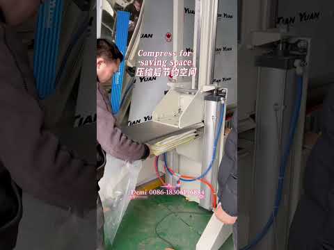 How to pack 6 cushions into one bag? Here is compressor and bagging machine for cushions.