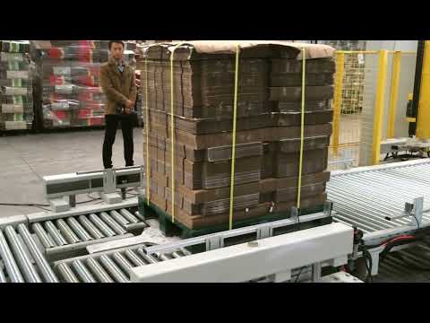 Automatic pallet strapping and online wrapping machine