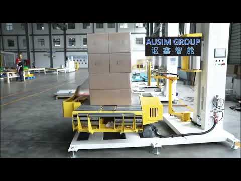 Online stretch pallet wrapper inline pallet wrapping machine with roller conveyor line