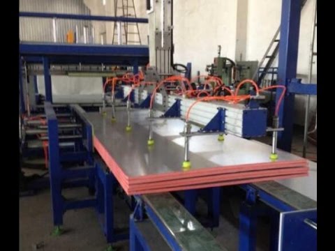 Automatic panel packing line with stacking and shrinking machine