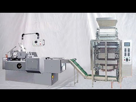 fully automatic packaging line multilanes stick sachet pack into boxes cartoning integrated solution