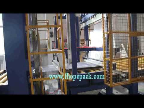 Automatic orbital stretch wrapper+bubble film covering for door panel furniture