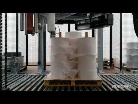 Genesis Futura 40 automatic rotary ring stretch wrapper by Robopac USA - Arconvert Customer Plant