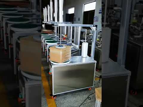 Semi automatic box stretch film sealing wrapping packaging machine packing video