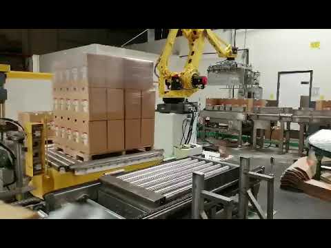 Fully auto pallet wrapping with packing line