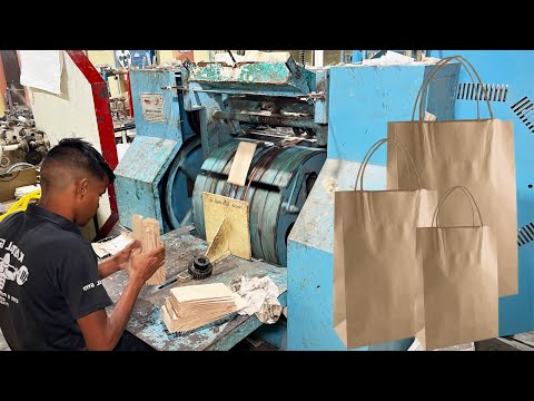 Fastest Paper Bag Making In Housai Bag. Fully Automatic Carry Paper Bag Making In Factory.