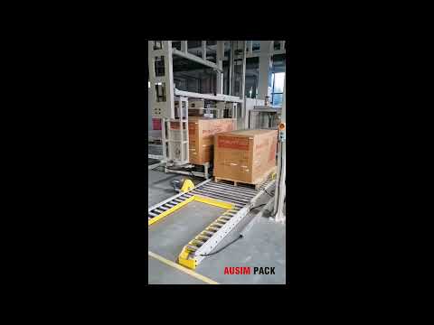 Online pallet strapping machine pallet wrapper with pallet dispensor automatic packing line